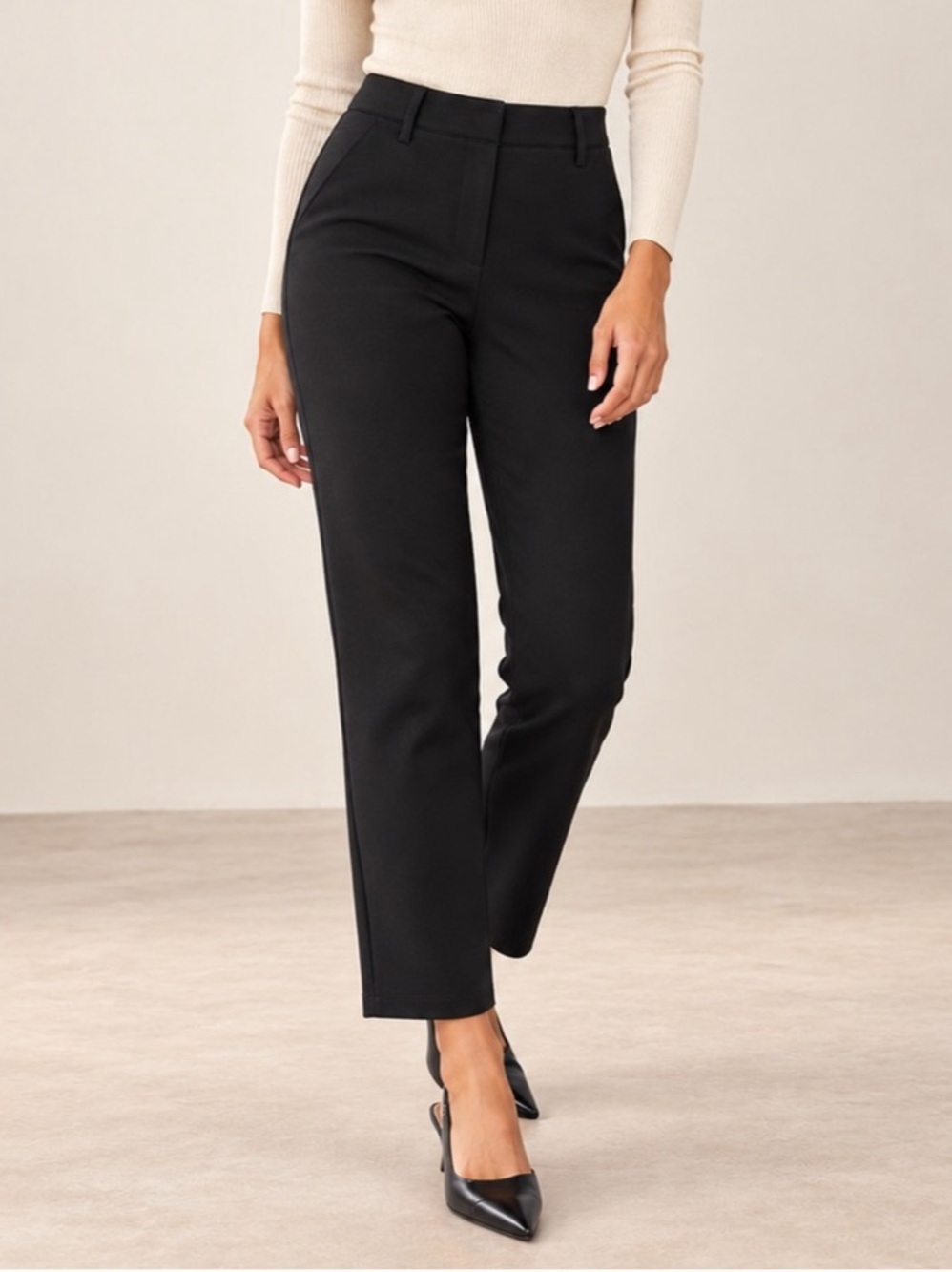 Quince | Ultra-Stretch Ponte Straight-Leg Pant in Black Size Small NWOT